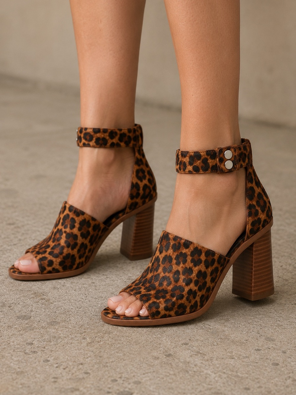 NEW 1. State Leopard Print Suede Ankle Strap